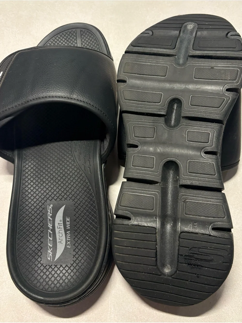 Skechers Black Arch Fit Velcro Slide Sandals